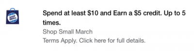Amex Shop Small promotion returns for March - earn $5 credits or 300 bonus Membership Rewards points