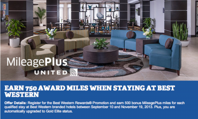 Sep 6 Update: United & Best Western offer for bonus miles + elite status, Aeroplan Avis Bonus, Air Miles bonus for Best Western stays