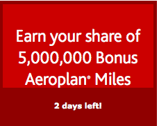 Earn your share of 5,000,000 Aeroplan Miles if you book Air Canada flights online by Dec 22