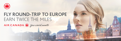 Earn Double Aeroplan Miles on Air Canada flights between Canada and Europe