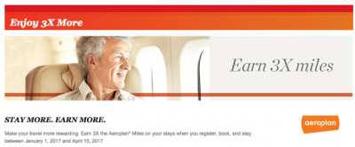 Earn Triple Aeroplan Miles on all IHG hotel stays until April 15