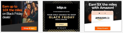 Aeroplan eStore confirmed bonuses for Black Friday Cyber Monday - 5x for Amazon, 7x for Apple, 10x for Indigo