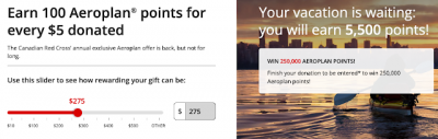 Earn 100 Aeroplan Points for every $5 donated to the Canadian Red Cross + a chance to win 250K Aeroplan Points