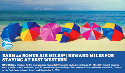 Air Miles: 40 Bonus Rewards Miles for Best Western stays this summer