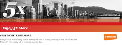 Earn 5x Aeroplan Miles on all IHG stays this fall