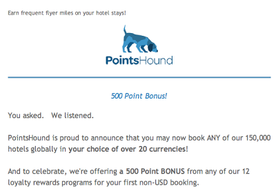 Oct 28 Update: 500 Bonus Points/Miles for PointsHound bookings in CAD and last day for Aeroplan eStore 5x Miles bonus