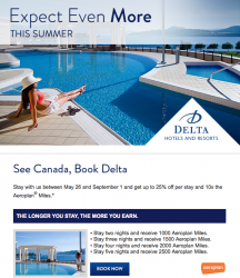 Earn up to 10x Aeroplan Miles on Delta Hotel stays this summer