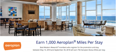 Earn 750 Bonus Aeroplan Miles for Best Western stays this summer