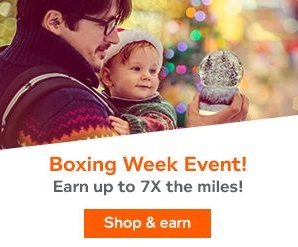 Aeroplan eStore Boxing Week event - Earn up to 7x miles for your online shopping until December 29