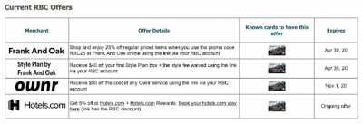 April 23 Update:  Guide to RBC Royal Bank 'RBC Offers', 20 bonus miles via AIR MILES Shops, new airline schedule update section