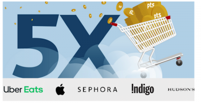 Earn 5x points on all purchases made via the Aeroplan eStore until March 3